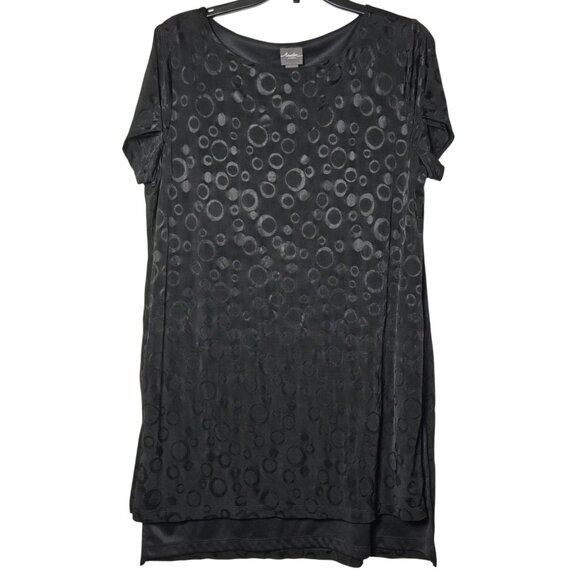 Travelers by Chicos Black Short Sleeve Mini Dress Size 2 Large 12 Stretch Comfy - Picture 1 of 10